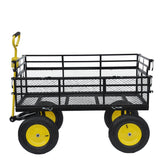 Big Wagon Cart Camiones de jardín Transporte Leña 1100 lbs Capacidad Acero Amarillo Negro