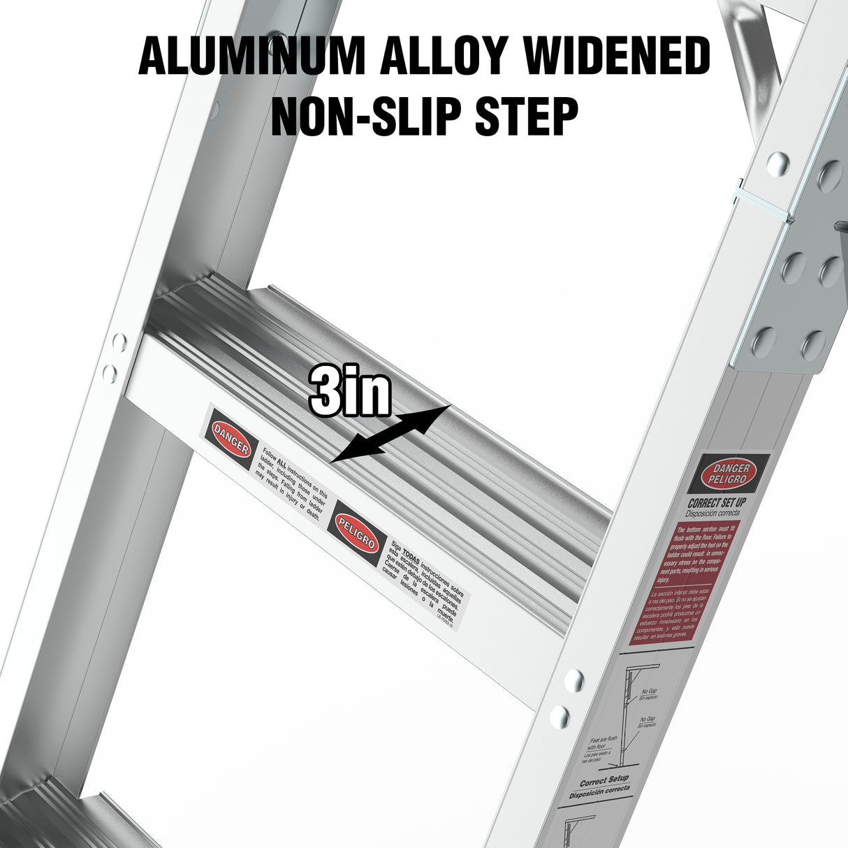 Aluminum Attic Ladder 350 Lbs Capacity 22 1/2" x 54" Opening 7-10ft Ceiling--Metallic Grey