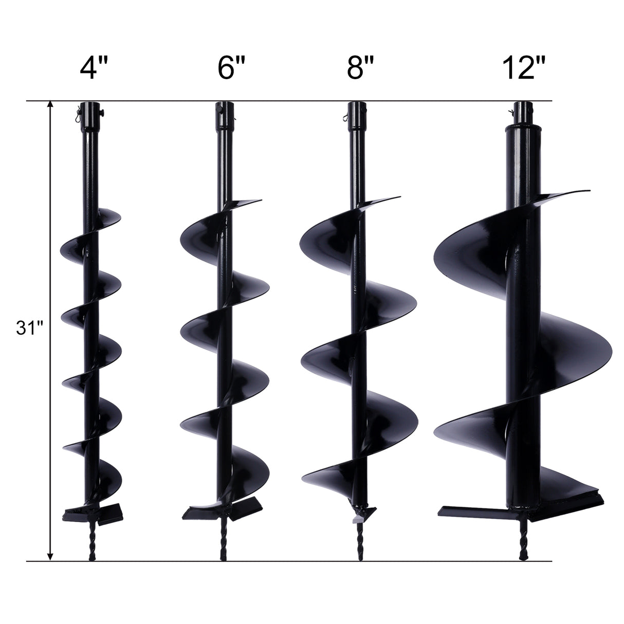 Auger Drill Bit para sa Planting Hole Bulb Bedding Paghuhukay Post Tool para sa 3/4" Shaft Auger Digger Kapalit na Bits Earth 4 4IN+6IN+8IN+12IN