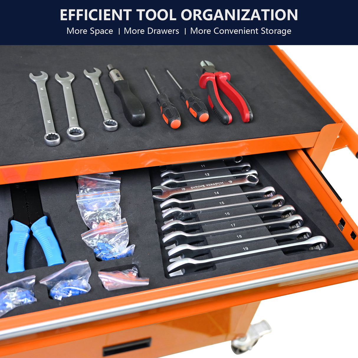 4 Drawers Multifunctional Tool Cart with Wheels Orange