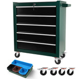 5-Drawers Rolling Tool Chest Cabinet on Wheels with Keyed Locking System and Drawer Liners with Link Buckle Combined to Large Cabinet Set for Warehouse Garage