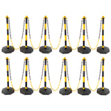 12-pack verkeersafbakeningspostkegels met vulbare basis Verstelbare veiligheidsbarrière met 5ft plastic ketting Outdoor en indoor Crowd Control Stanchion voor controle en waarschuwing - geel + zwart