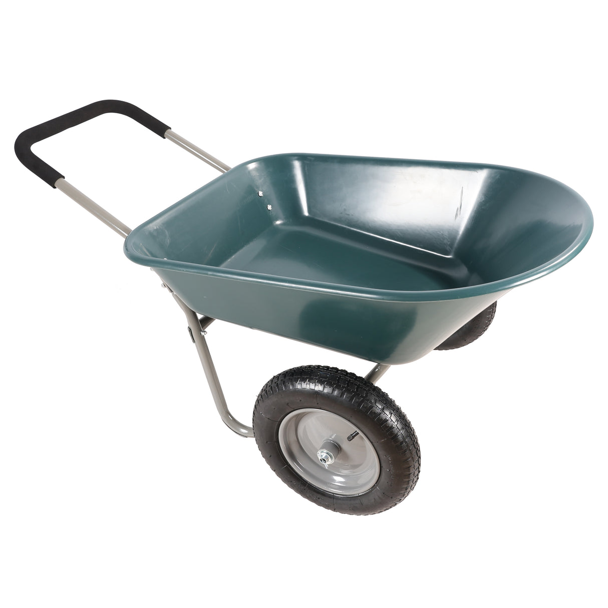 Wheel Barrow Two wheeled Trolley for Green Garden 15 inch Pneumatic 300 lbs Capacity