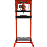 Steel H-Frame Hydraulic Garage/Shop Floor Press with Stamping Plates Pressure Gauge 12 Ton (24,000 lb) Capacity Red