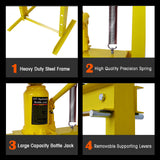 Hydraulic Shop Press 12-Ton Capacity Floor Mount na may Press Plate H-Frame Garage Floor Press Adjustable Working Table Taas-Dilaw