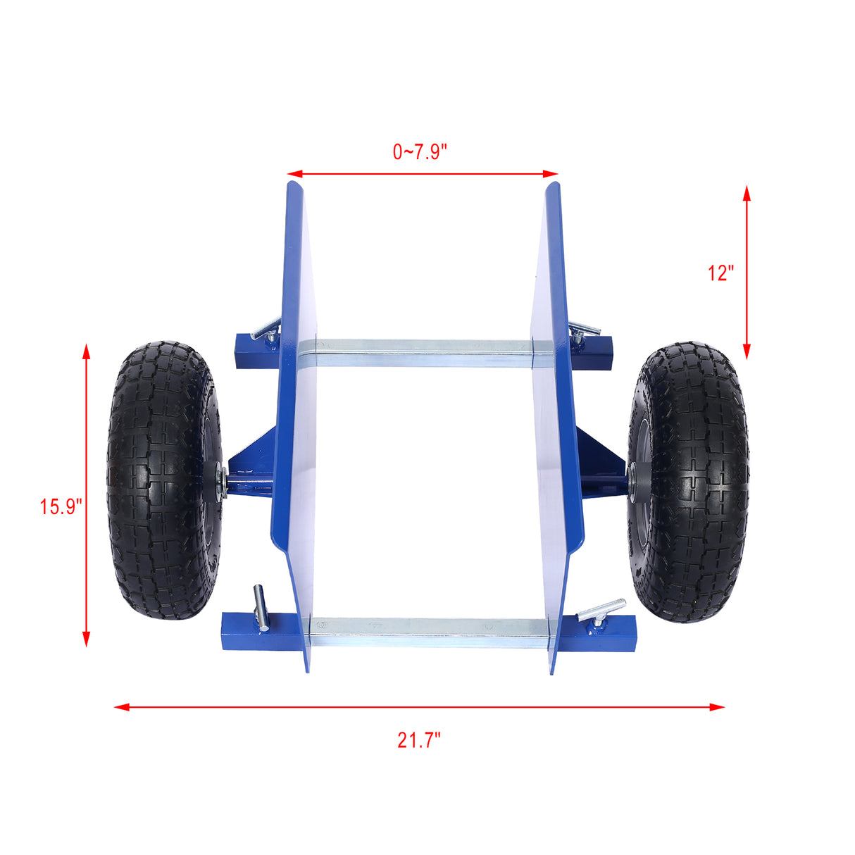 600lb Panel Dolly 10in pneumatiske hjul blå