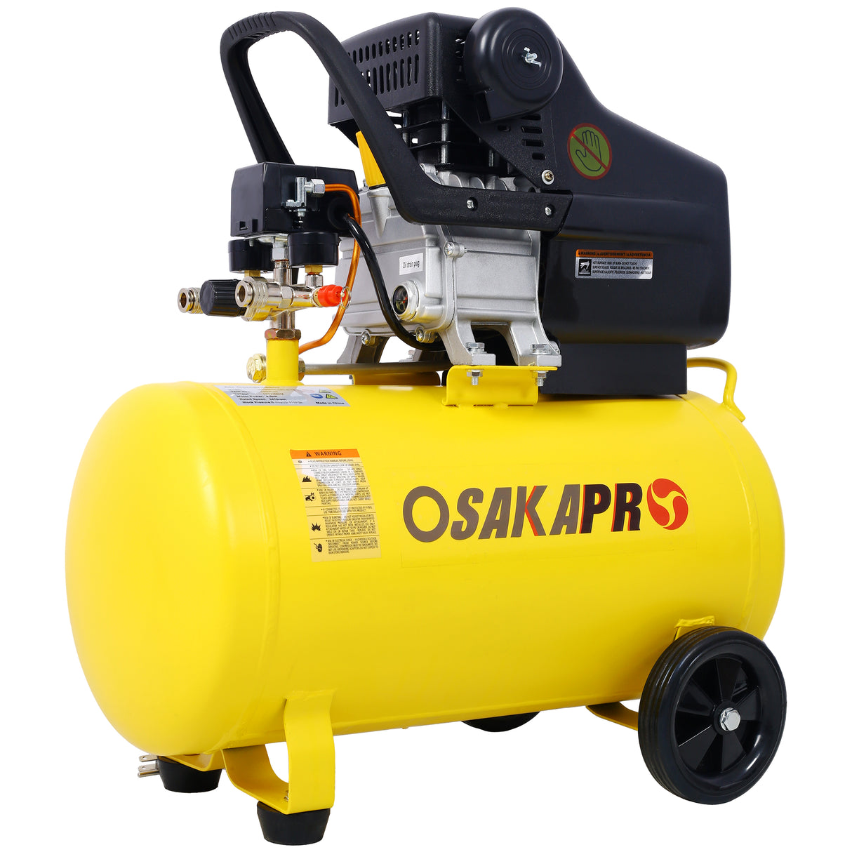 4.5HP Portable 13 Gallon Oil-Lubricated Air Compressor Tank Napakatahimik na Pahalang na Naaayos na Presyon na may Built-in na Gulong na Dilaw