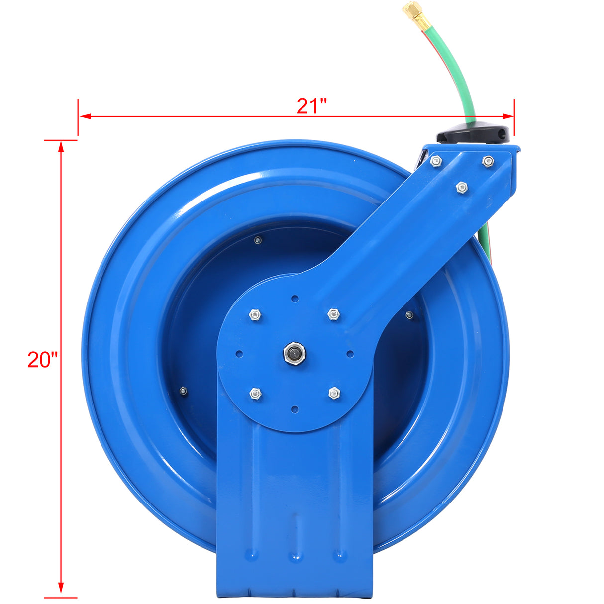 Welding Hose Reel Retractable 1/4 Inch x 100 Foot Twin Oxygen Acetylene Rubber STD Max 200PSI Heavy Duty Industrial Single Arm Construction