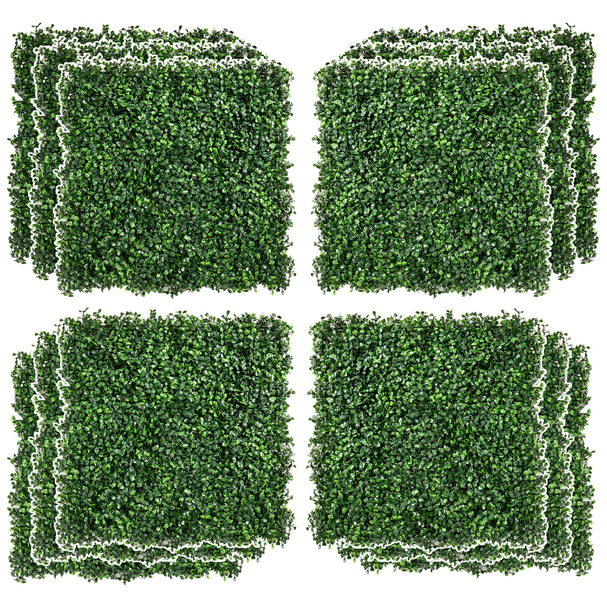 12 PCS 20" x 20" Artificial Boxwood Panels Topiary Wall Greenery Backdrop Privacy Hedge Screen UV Protected 4Layer Roll Grass Panel Fence Decor Outdoor Indoor Garden Backyard--Light Green