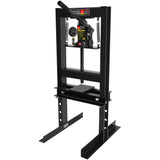 6 Ton Hydraulic Shop Floor Press na may Pressure Gauge Steel H-Frame Steel Plate Naaayos na Working Table Black