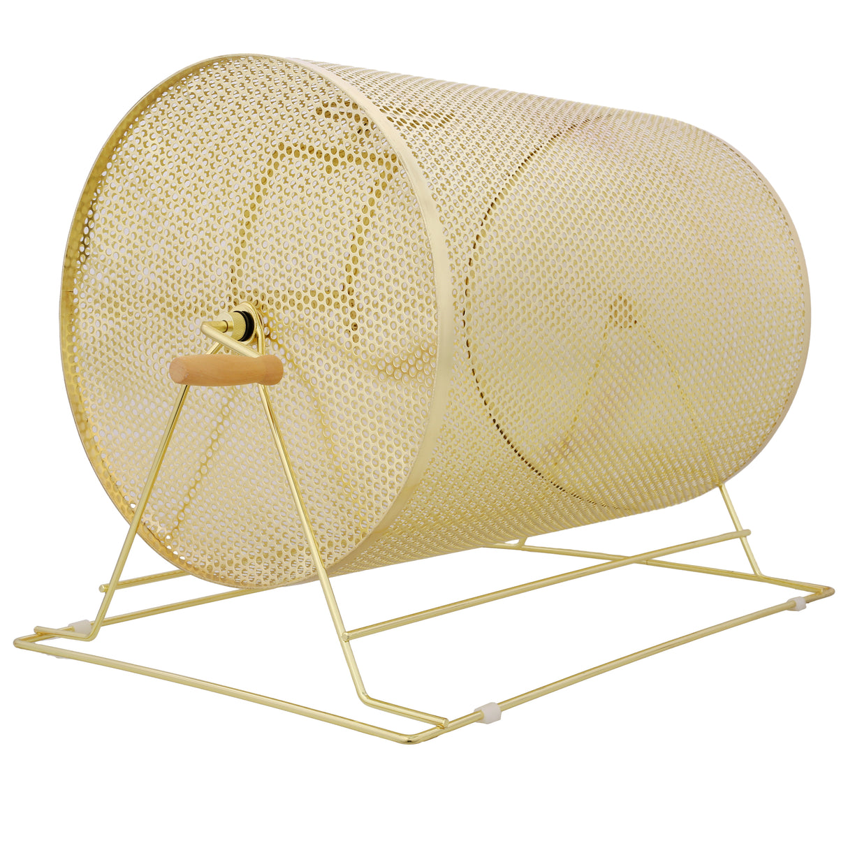 Raffle Drum Holds 10000 Tickets or 300 Ping Pong Balls Metal Lottery Spinning Drawing with Wooden Turning Handle 14.8 x Ø21.26 inch Brass Plated Raffle Spinning Cage for Bingo Ballot