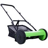 16-Inch 5-Blade Push Reel Lawn Mower with Grass Catcher Green