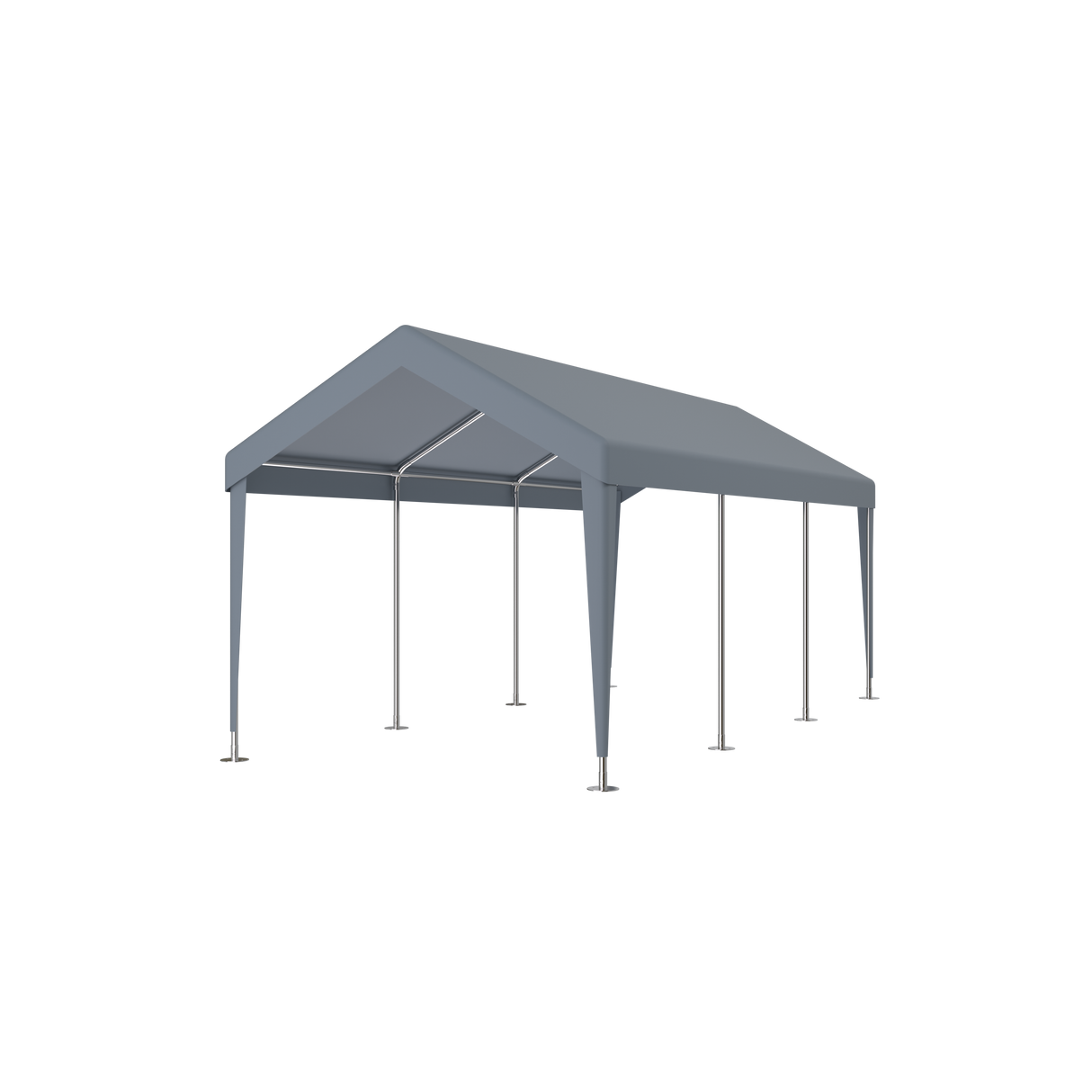 Abri d'auto 10' x 20', auvent de garage portable robuste avec 2 portes enroulables et 4 fenêtres ventilées - gris