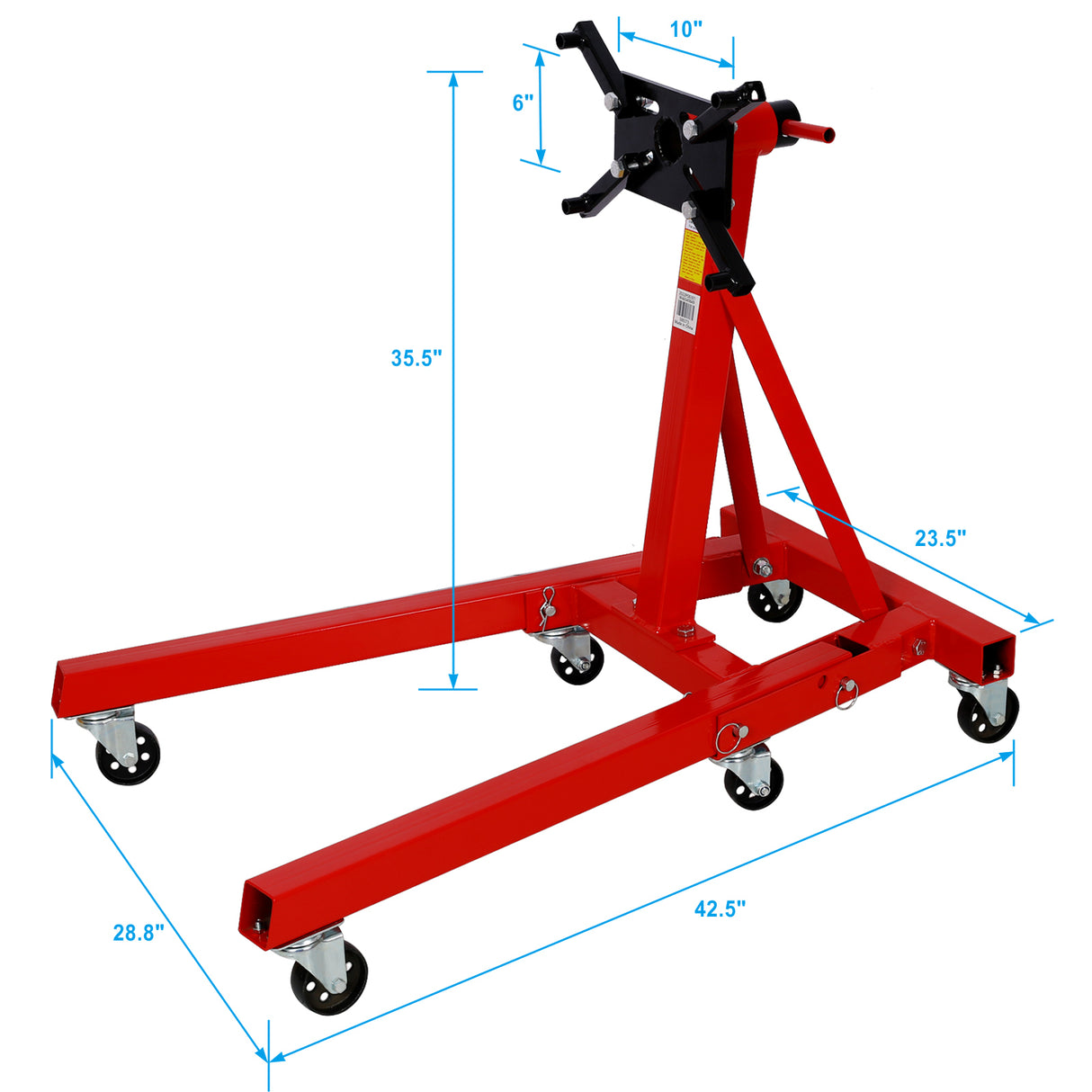 Support moteur bloc véhicule tête rotative pliante en acier 2000 lbs