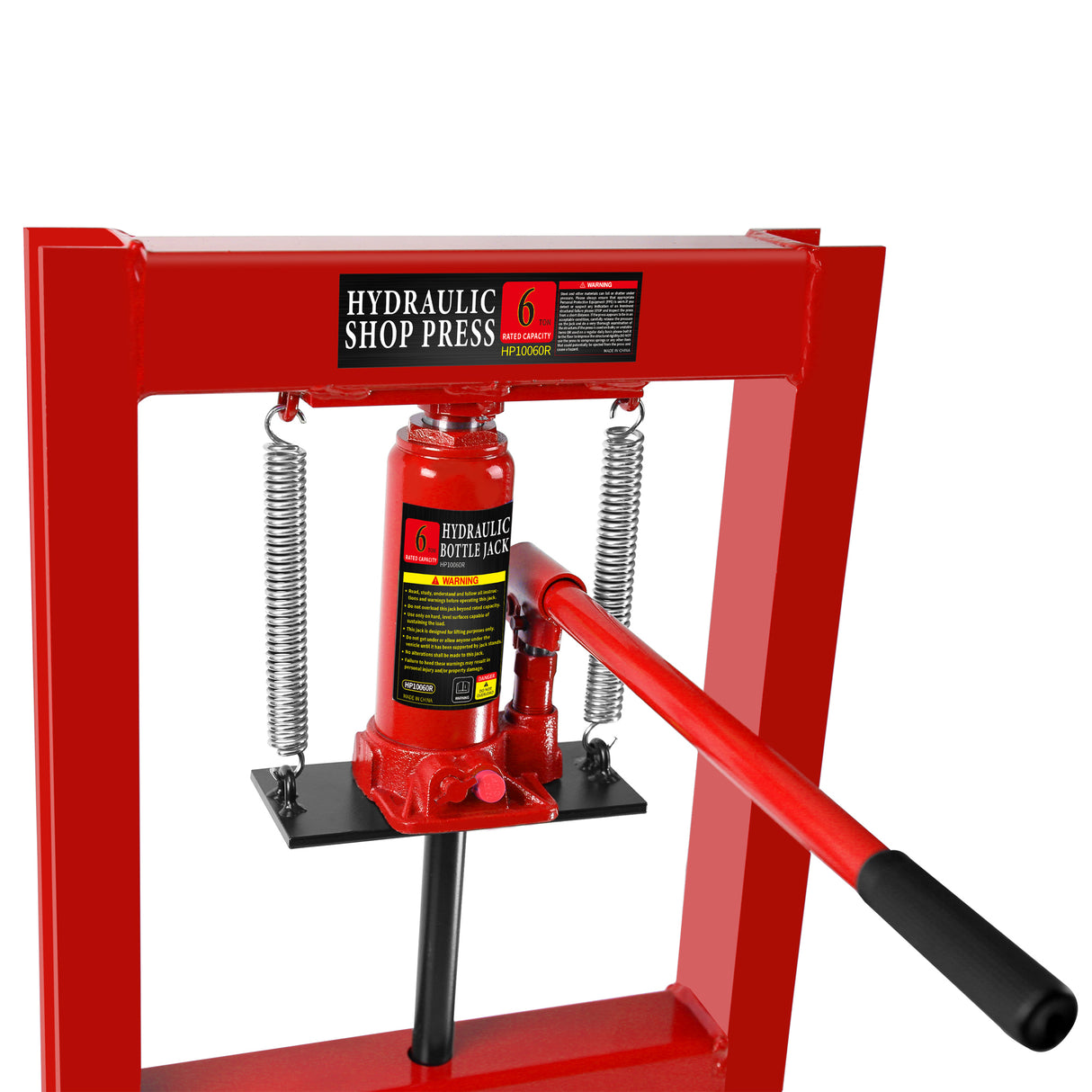 6 Ton Hydraulic H-Frame Garage Floor Shop Press with Plates Adjustable--Red