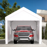 12' x 20' Carport Portable Garage Heavy Duty Canopy with 2 Roll-up Doors & 4 Ventilated Windows for Car Truck Boat Garden Tools--White