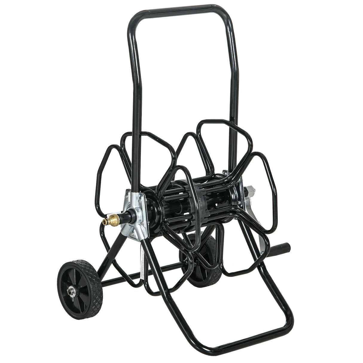 Hardin Portable Water Hose Reel Cart Hold Hanggang 98' ng 5/8" Hose (Hindi Kasama ang Hose) na may mga Gulong para sa Yard Lawn--Itim