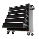 5 Drawers Rolling Tool Chest Cabinet na may Wheels Storage Cabinet at Box Organizer para sa Garage Warehouse Workshop Black