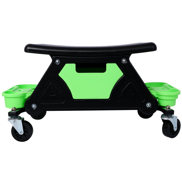 Mechanic Stool 300 LBS Capacity Garage Gift for Men Heavy Duty Rolling Seat with Three Slide Out Tool Trays and Drawer for Automotive Auto Repair--Green