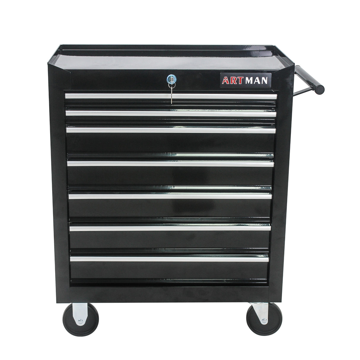 7 Drawers Multifunctional Tool Cart with Wheels Black