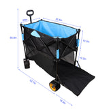 Big Large Capacity Folding Cart Extra Long Extender Wagon Folding Garden Shopping Beach Cart Black Blue