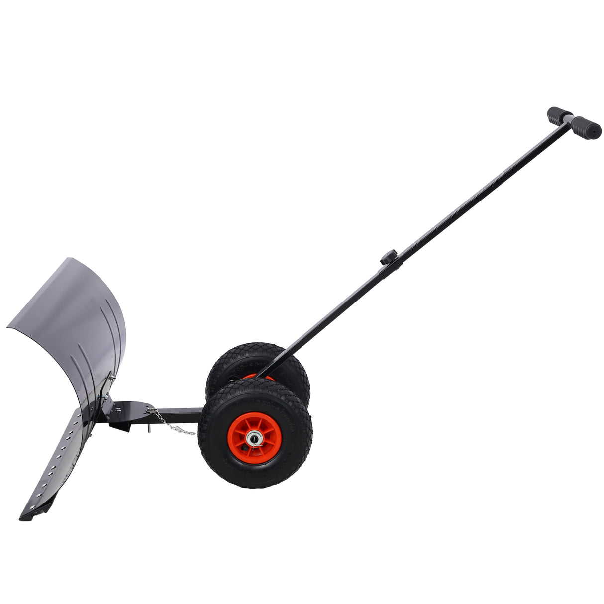 Snow Shovel Pusher with Wheels Cushioned Adjustable Angle Handle Removal Tool 29" Blade 10" Wheels Black