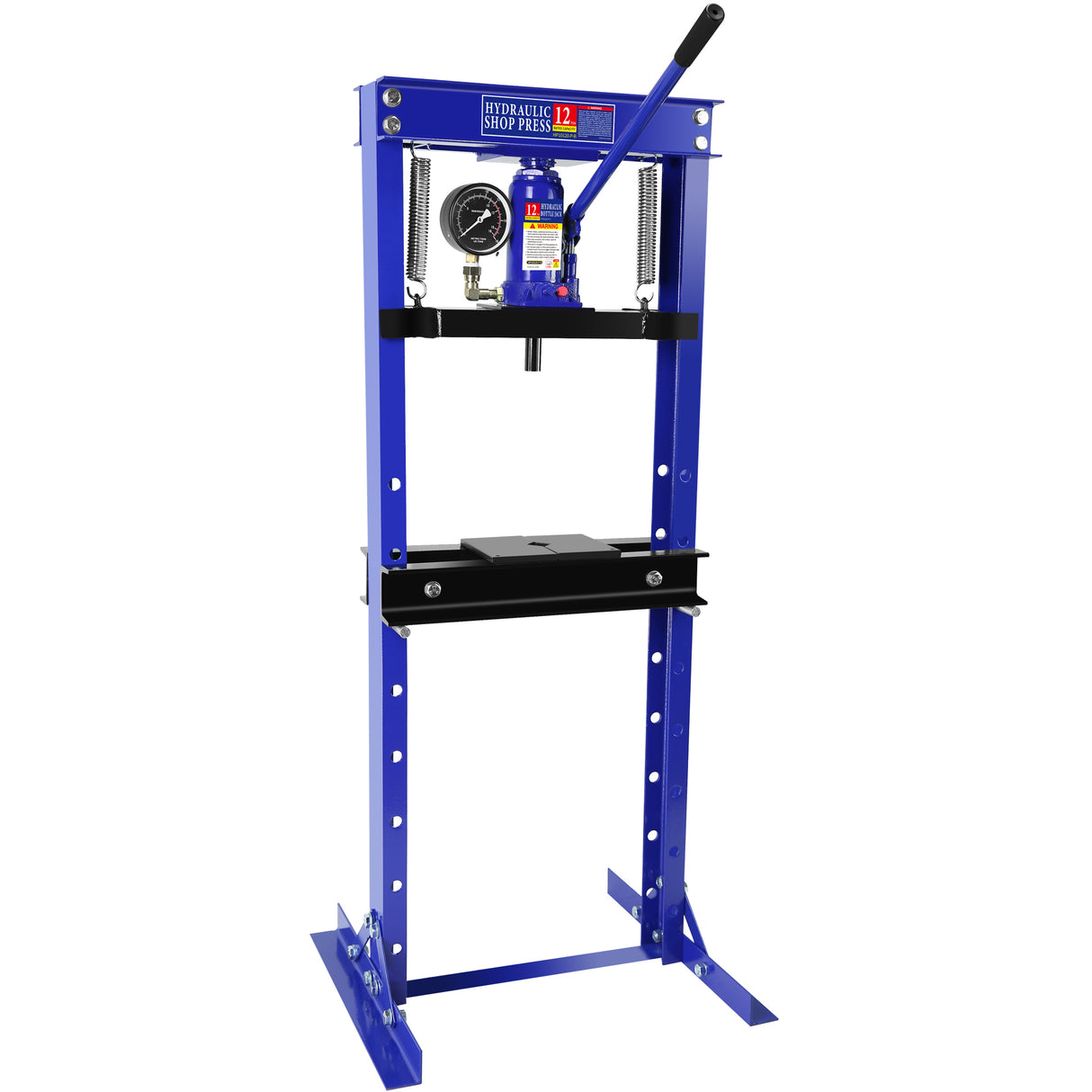 Steel H-Frame Hydraulic Shop Press na may Stamping Plate para Baluktot Ituwid o Pindutin ang mga Bahagi na may Pressure Gauge Install Bearings at U-Joints na 12 Ton (24,000 lb) na Kapasidad