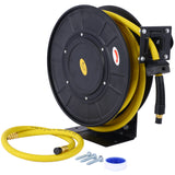 Air Reel Retractable 3/8" Inch x 50' Feet Premium Commercial Flex Hybrid Polymer Hose Max 300 PSI Heavy Duty Steel Frame