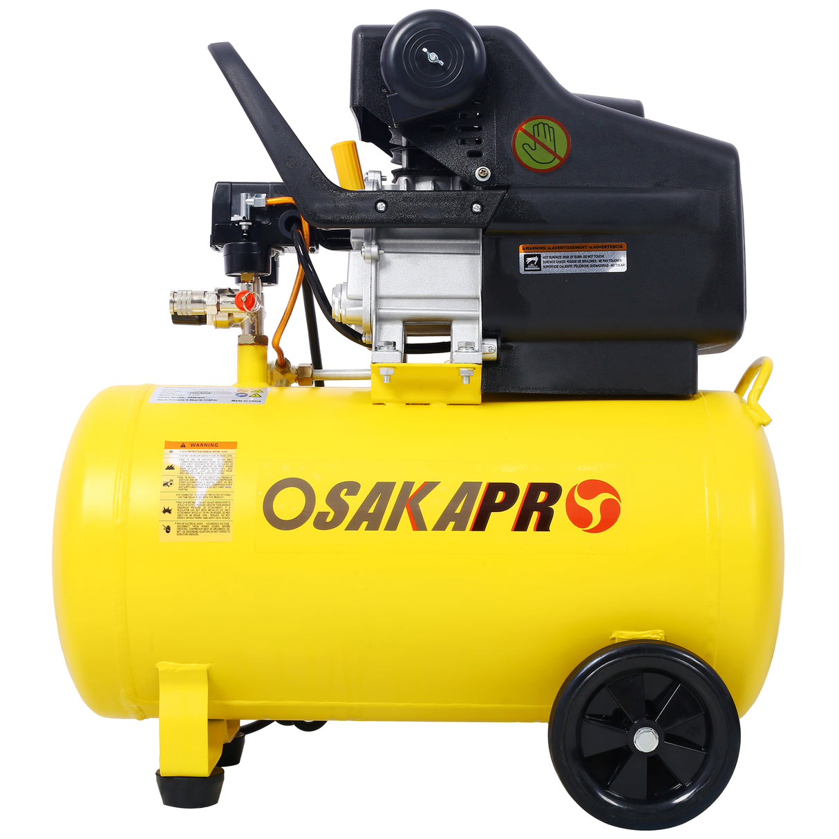 4.5HP Portable 13 Gallons Oil-Lubricated Air Compressor Tank Ultra Quiet Horizontal Adjustable Pressure with Built-in Wheel Yellow