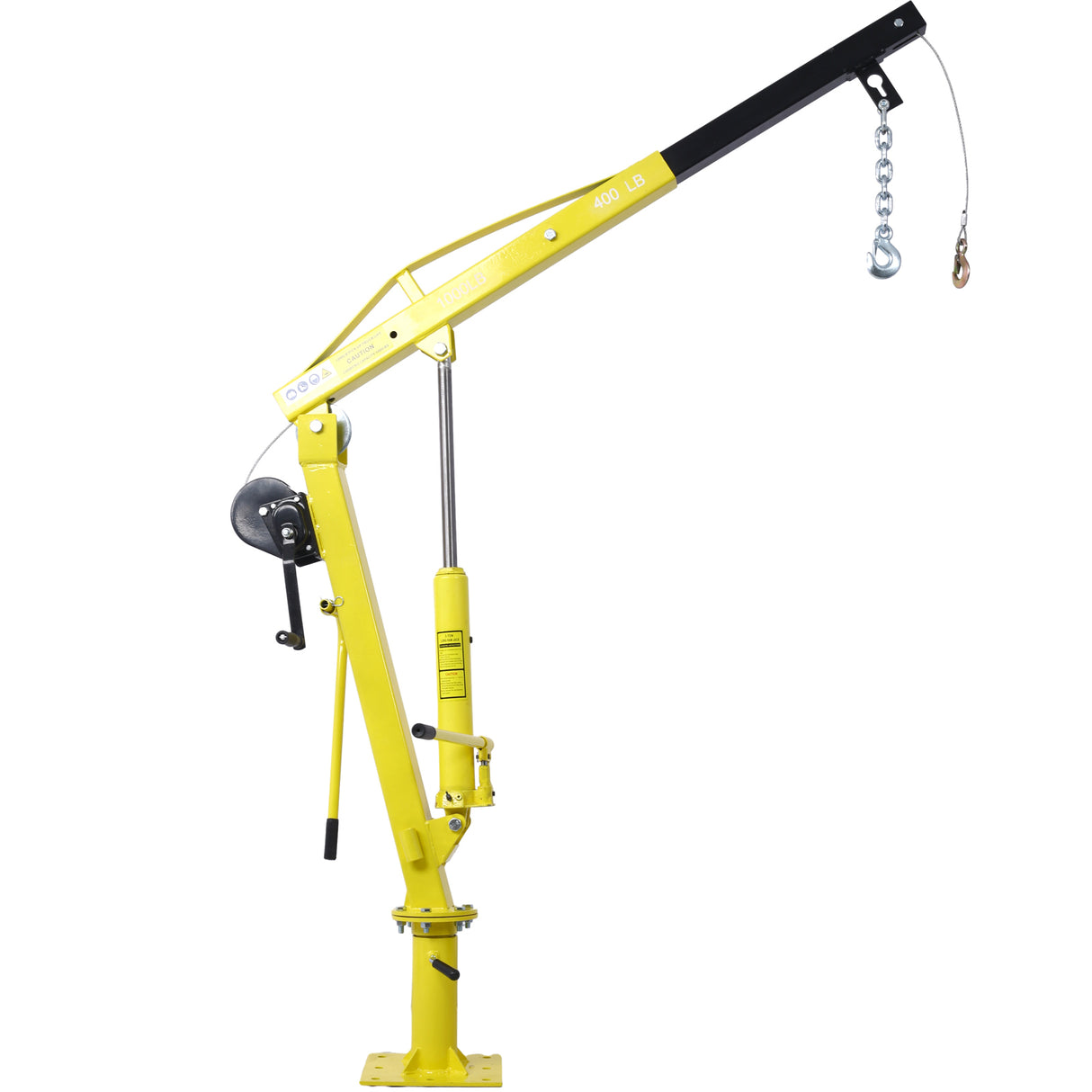 Hydraulic Pickup Truck Crane na may Hand Winch Bed Hoist Jib 1000-Lb. Kapasidad Dilaw