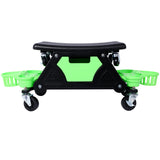 Roller Mechanic Detailing Creeper Utility Seat Stool with Wheels Removable Tool Trays Drawer 300 Lbs Capacity for General Garage and Home Use--Green