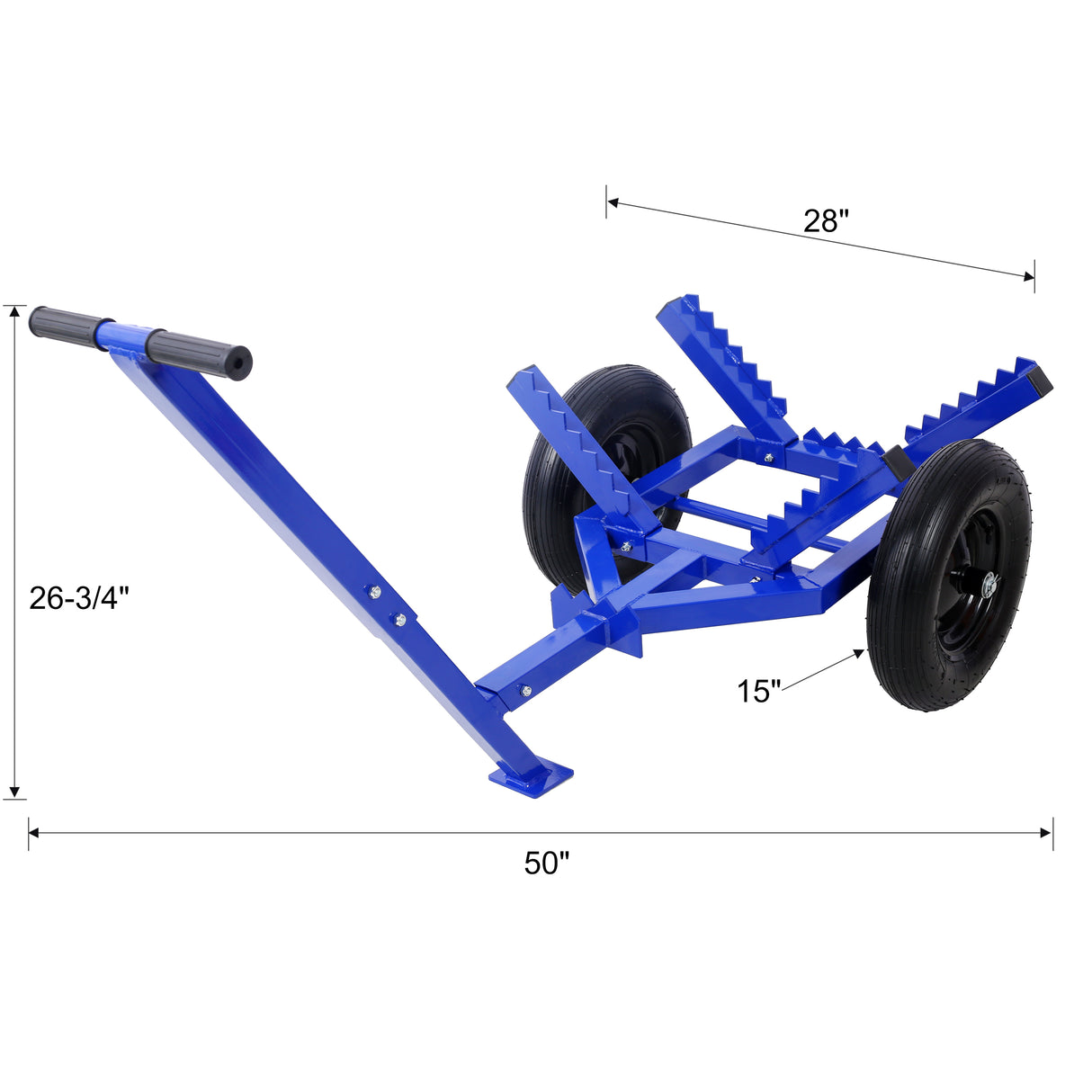 Plataforma rodante para troncos con carpeta de carga y cadena de gargantilla de 440 lb con neumáticos de aire de 2 piezas de 16 pulgadas - Azul