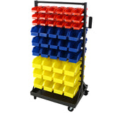 90 Parts Bin Shelving Storage Organizer na may Locking Wheels para sa Shop Garage at Home