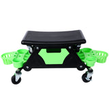 Roller Mechanic Detailing Creeper Utility Seat Stool with Wheels Removable Tool Trays Drawer 300 Lbs Capacity for General Garage and Home Use--Green