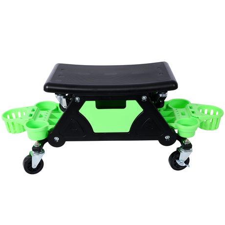 Tabouret de siège utilitaire Creeper avec roulettes, plateaux à outils amovibles, tiroir, capacité de 300 lb, pour garage général et usage domestique, vert