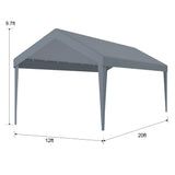 12x20ft Carport Replacement Canopy Cover Waterproof & UV Protected Tarp with 76 Elastic Buckles Suit for Garage Shelter Frame is Not Included--Grey