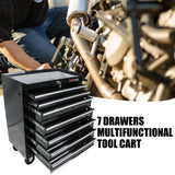 7 Drawers Multifunctional Tool Cart with Wheels Black