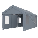 Abri d'auto 10' x 20', auvent de garage portable robuste avec 2 portes enroulables et 4 fenêtres ventilées - gris