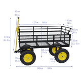 Malaking Wagon Cart Mga Trak sa Hardin Nagdadala ng kahoy na panggatong 1100 lbs Kapasidad Bakal Dilaw na Itim