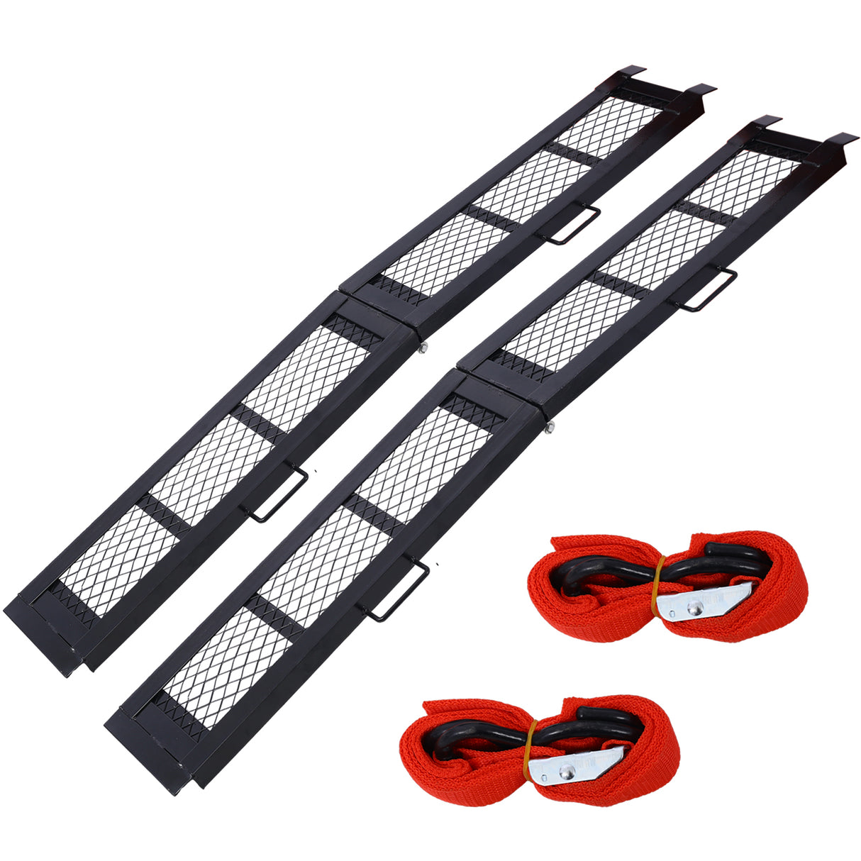 80" Steel Loading Ramp 800LBS Capacity Portable Motorcycle Folding ATV para sa Pick up Truck Black Pack of Pares