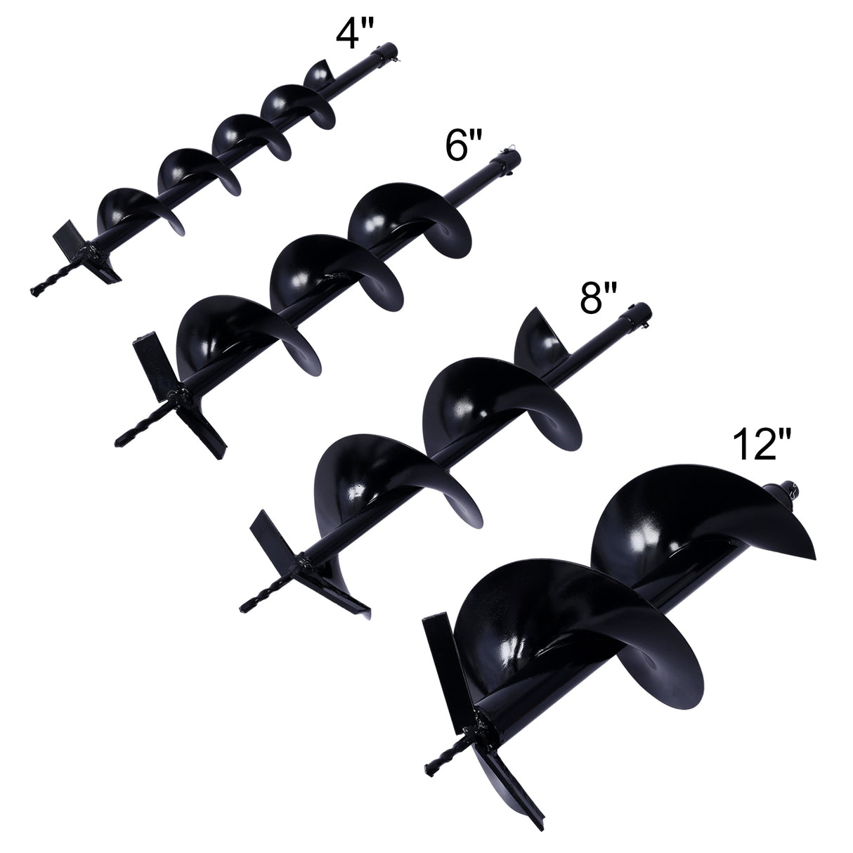 Broca de barrena para orificio de plantación, herramienta de poste de excavación para ropa de cama, brocas de repuesto para excavadora de barrena de eje de 3/4 pulgadas, tierra 4 4 pulgadas + 6 pulgadas + 8 pulgadas + 12 pulgadas