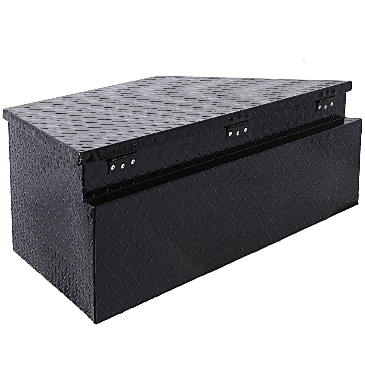 Caja de herramientas de aluminio de 39 pulgadas, caja de camión resistente, almacenamiento para camioneta y remolque al aire libre, organizador para RV, parte inferior con llaves de bloqueo, negro, 39x16,5x11,8 pulgadas