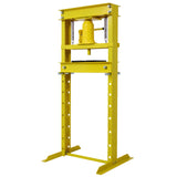 Hydraulic Shop Press 12-Ton Capacity Floor Mount with Press Plates H-Frame Garage Floor Press Adjustable Working Table Height-Yellow