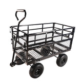 Musta Double Fence Utility Wagon Cart Puutarhakuorma-autot Polttopuut