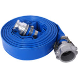 1,5" ID × 50 ft Pool Backwash Slange Heavy Duty Forsterket Blå PVC Lay Flat Vannutløpspumpeslanger for svømmebassenger og rene filtre med Camlock C og E-koblinger i aluminium