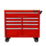 9 Drawers Multifunctional Tool Cart with Wheels and Wooden Top Red