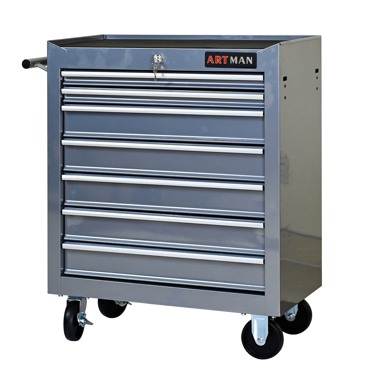 7 Drawers Multifunctional Tool Cart with Wheels Silver