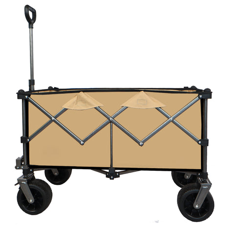 Chariot pliable pliable, chariot de plage pliable, Push Pull, marron grisâtre