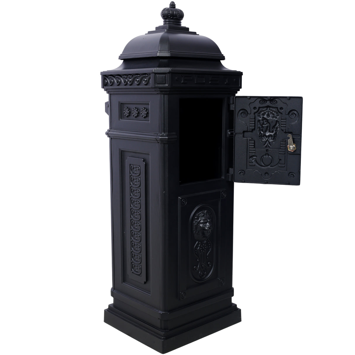 Mailbox Residential The Court Large-Capacity Letter Box Garden Floor Safety Outdoor Rainproof Postbox Statue--Black