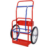 Malaking Dual Oxygen Tank Cart Dolly Double Cylinder 20" Pneumatic Wheels May kasamang dalawang Fastening Belt